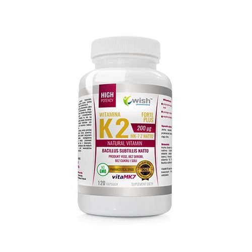 Suplement diety, Wish Pharmaceutical Vitamin K2 Mk-7 Natto 200Mcg - 120Caps Wish Pharmaceutical