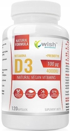 Suplement diety, Wish, Wegańska witamina D3 4000 odporność, 120 kaps. Wish Pharmaceutical