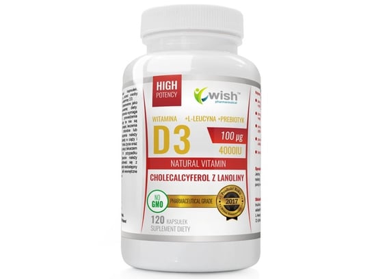 Suplement diety, WISH, Witamina D3 100mcg 4000IU + probiotyk, 120 kaps Wish