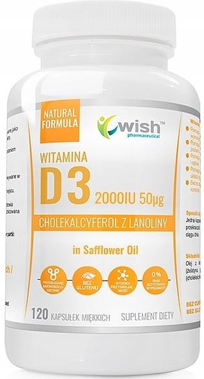 Suplement diety, Wish, Witamina D3 2000, Kości Odporność, 120 Kaps Wish Pharmaceutical
