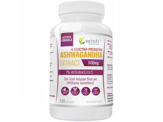 Suplement diety, Wish, Witaminy i minerały, Ashwagandha Extract 500mg, 120 kaps Wish Pharmaceutical