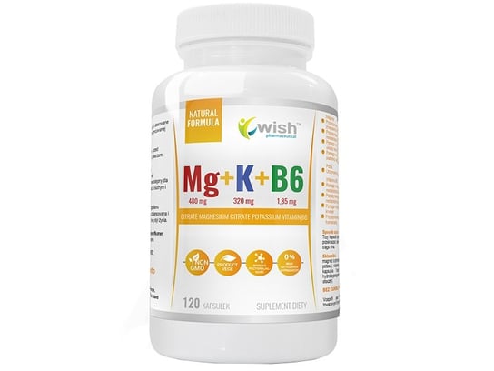 Suplement diety, Wish, Witaminy i minerały, Mg+K+Vit B6, 120 kaps. Wish