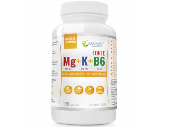 Suplement diety, Wish, Witaminy i minerały, Mg+K+Vit B6 Forte, 120 kaps Wish