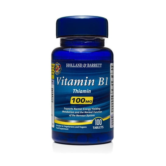 Suplement diety, Witamina B1 HOLLAND&BARRETT, 100 mg, 100 tabletek Holland & Barrett