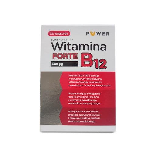 Suplement diety, Witamina B12 Forte 500µg, 30kaps. Puwer Puwer