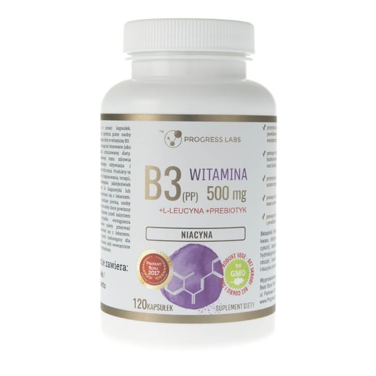 Suplement diety, Witamina B3 (PP) 500 mg + Inulina PROGRESS LABS, 120 kapsułek Progress Labs