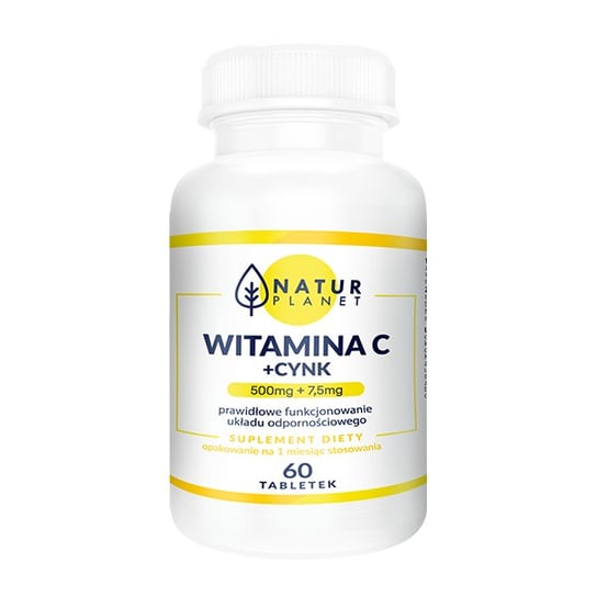 Suplement diety, WITAMINA C 500 mg + CYNK 7,5 mg, 60 tabletek - NATUR PLANET Natur Planet