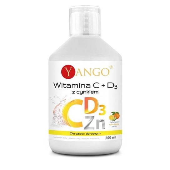 Suplement diety, Witamina C + D3 z cynkiem w płynie (500 ml) Yango