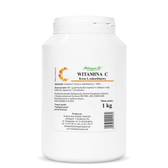 Suplement diety, Witamina C Kwas L-askorbinowy, proszek, 1000 g Herbapol