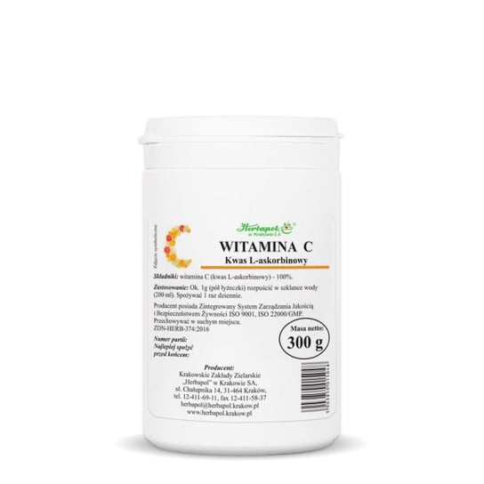 Suplement diety, Witamina C Kwas L-askorbinowy, proszek, 300 g Herbapol