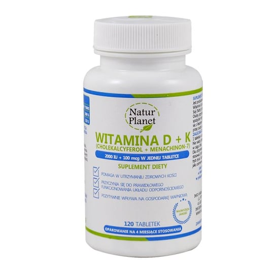 Suplement diety, WITAMINA D3 2000 + K2MK7 60 tabletek - NATUR PLANET Natur Planet