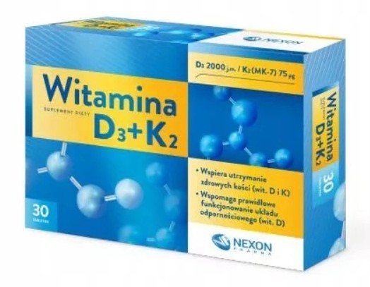 Suplement diety, Witamina D3 2000j + K2 MK-7, 30 kaps. Nexon
