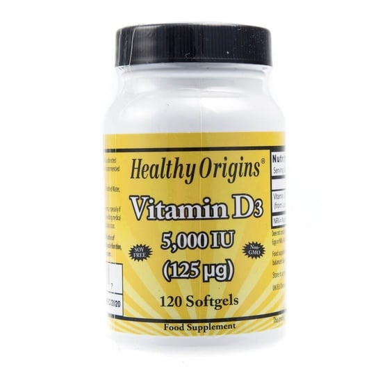 Suplement diety, Witamina D3 5000 IU HEALTHY ORIGINS, 120 kapsułek Healthy Origins