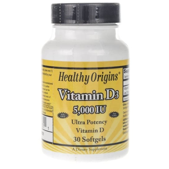 Suplement diety, Witamina D3 5000 IU HEALTHY ORIGINS, 30 kapsułek Healthy Origins