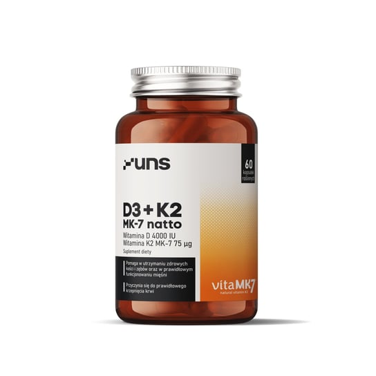 Suplement diety, WITAMINA D3 K2 MK-7 NATTO 60 vege kaps. Uns