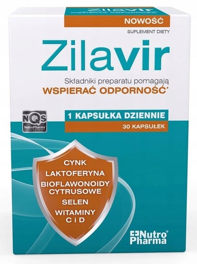 Suplement diety, Zilavir, Odporność, Cynk Laktoferyna, 30 kaps. Nutropharma