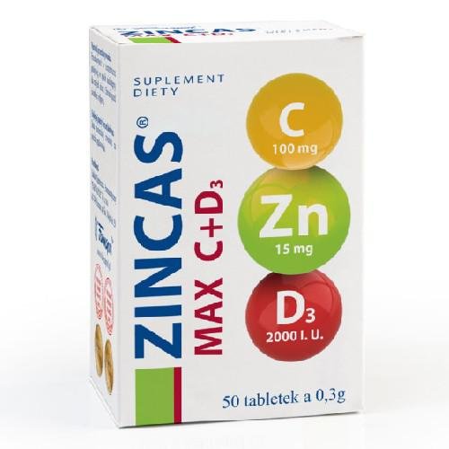 Suplement diety, Zincas Max C+D3, 50 Tabl. Inna marka
