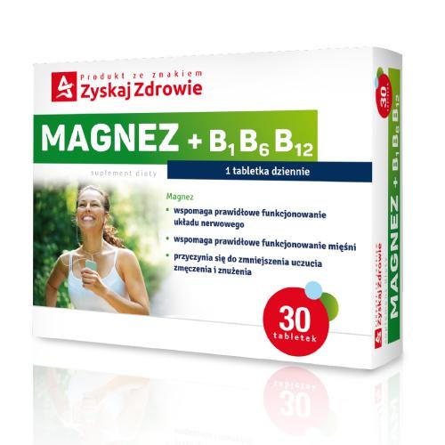 Suplement diety, Zyskaj Zdrowie, Magnez + B1 B6 B12, 30 tabletek Inna marka