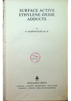 Surface active ethylene oxide adducts Pergamon Press