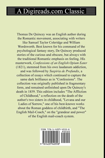 Suspiria de Profundis and Other Writings De Quincey Thomas