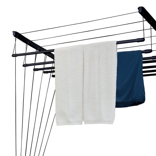 Suszarka Podsufitowa Czarna Wisząca 7 Prętów 160 Cm Łazienkowa Sepio