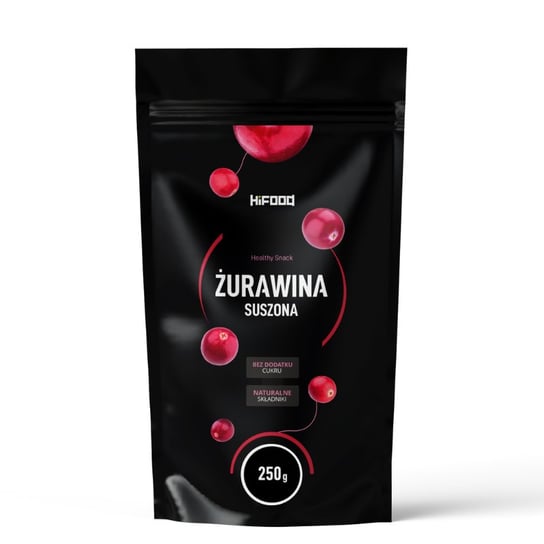 SUSZONA ŻURAWINA BEZ CUKRU CAŁA 250g HiFOOD PREMIUM HiFood