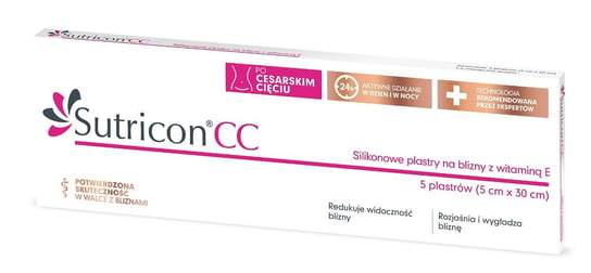 Sutricon CC, plastry silikonowe na blizny z witaminą E, 5sztuk Verco