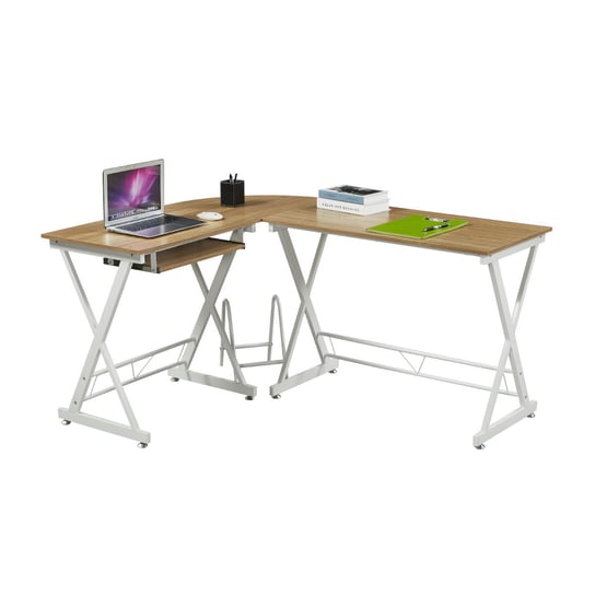 SVITA biurko narożne dąb białe metalowe nogi biurko komputerowe biurko biurowe SVITA