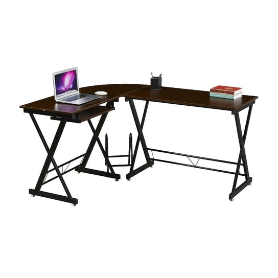 SVITA biurko narożne o wyglądzie orzecha czarne metalowe nogi biurko komputerowe stół SVITA