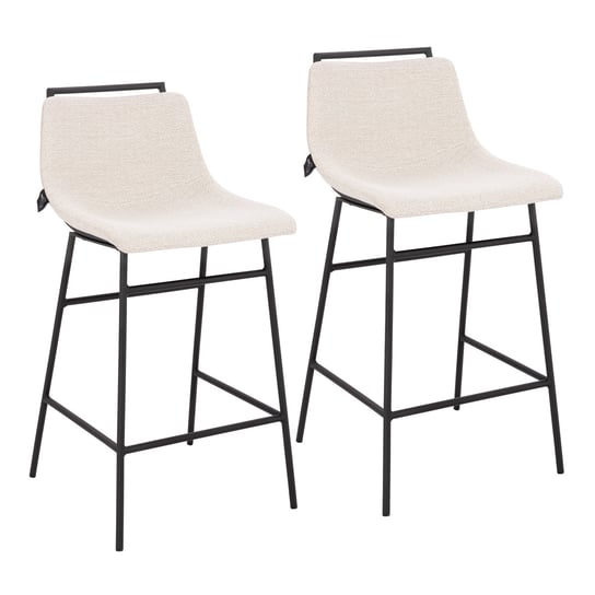 SVITA CAMILLE Zestaw 2 stołków barowych Krzesła barowe z oparciem Podnóżek Boucle Biały SVITA