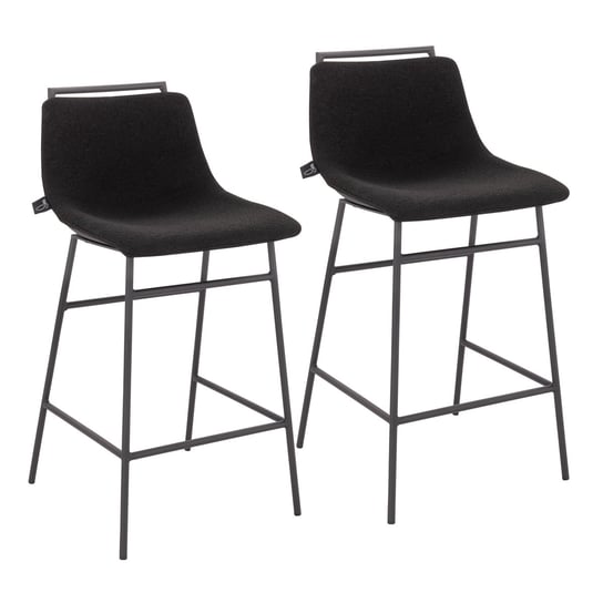 SVITA CAMILLE Zestaw 2 stołków barowych Krzesła barowe z oparciem Podnóżek Boucle Czarny SVITA