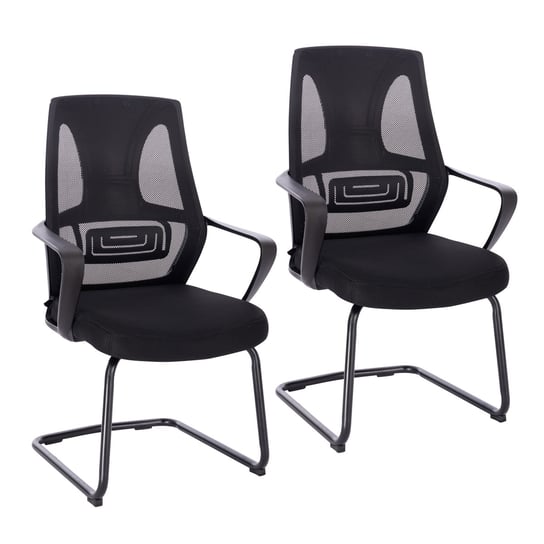 SVITA DELTA Zestaw 2 krzeseł dla gości Krzesło konferencyjne Podłokietnik czarny SVITA