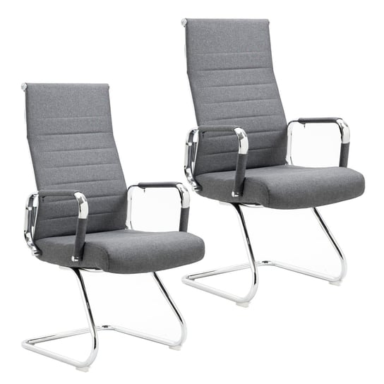 SVITA ELEGANCE COMFORT 2x Krzesło dla odwiedzających z podłokietnikiem z tkaniny w kolorze ciemnoszarym SVITA