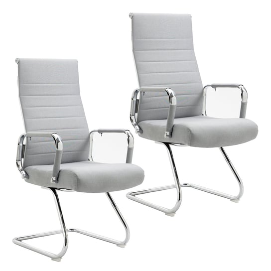 SVITA ELEGANCE COMFORT 2x Krzesło dla odwiedzających z podłokietnikiem z tkaniny w kolorze jasnoszarym SVITA