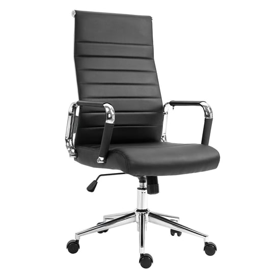 SVITA Elegance Comfort Krzesło biurowe ze sztucznej skóry Czarne krzesło biurowe Krzesło obrotowe SVITA