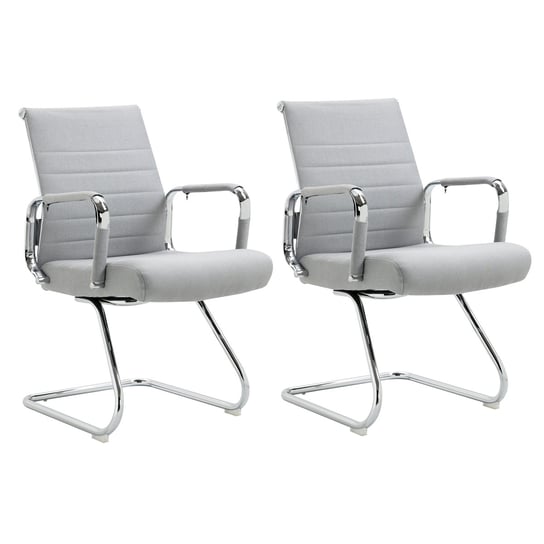 SVITA ELEGANCE COMFORT zestaw 2 krzeseł dla gości krzesło wspornikowe z tkaniny z podłokietnikami krzesło konferencyjne bez kółek fotel biurowy jasnoszary SVITA