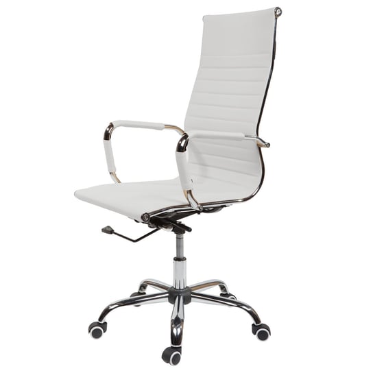 SVITA ELEGANCE Krzesło biurowe białe Krzesło obrotowe ze sztucznej skóry Podłokietniki Regulacja wysokości SVITA
