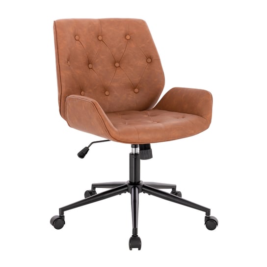 SVITA GABRIEL Krzesło biurowe Krzesło do biurka Vintage Design Faux Leather Cognac SVITA