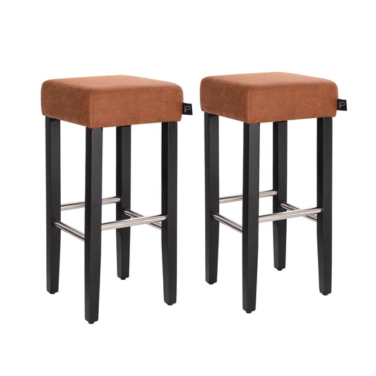 SVITA GEORGE Zestaw 2 stołków barowych z podnóżkiem Krzesło barowe ze sztucznej skóry Stołek kuchenny Krzesło kontuarowe Brązowy SVITA