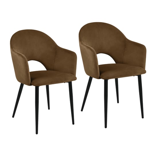 SVITA HAILEY Zestaw 2 krzeseł do jadalni Krzesła kuchenne tapicerowane aksamitem brązowy SVITA