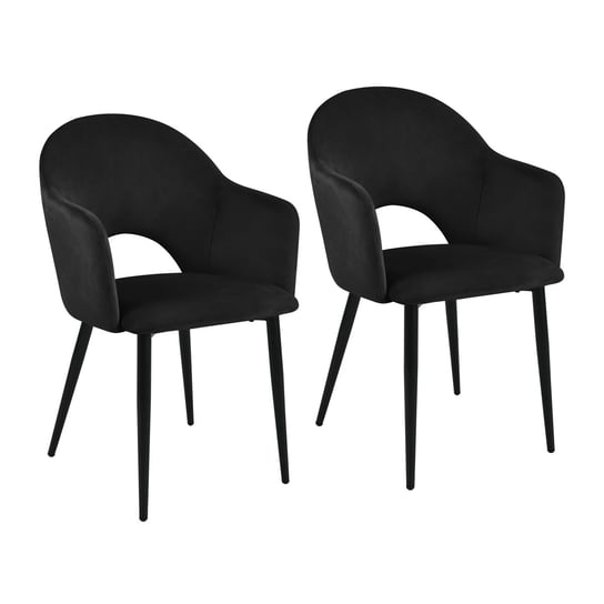 SVITA HAILEY Zestaw 2 krzeseł do jadalni Krzesła kuchenne tapicerowane aksamitem czarne SVITA