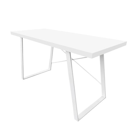 SVITA Industrialne biurko w kolorze białym z białymi metalowymi nogami SVITA