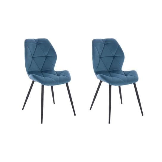 SVITA JAMIE Zestaw 2 krzeseł do jadalni Krzesło tapicerowane bez podłokietników Aksamitny pokrowiec Niebieski SVITA