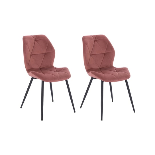 SVITA JAMIE Zestaw 2 krzeseł do jadalni Krzesło tapicerowane bez podłokietników Pokrowiec aksamitny różowy SVITA
