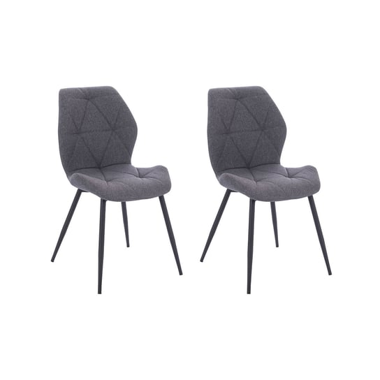 SVITA JAMIE Zestaw 2 krzeseł do jadalni Krzesło tapicerowane bez podłokietników tkanina ciemnoszara SVITA