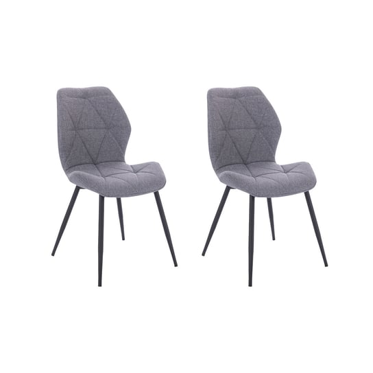 SVITA JAMIE Zestaw 2 krzeseł do jadalni Krzesło tapicerowane bez podłokietników tkanina jasnoszara SVITA