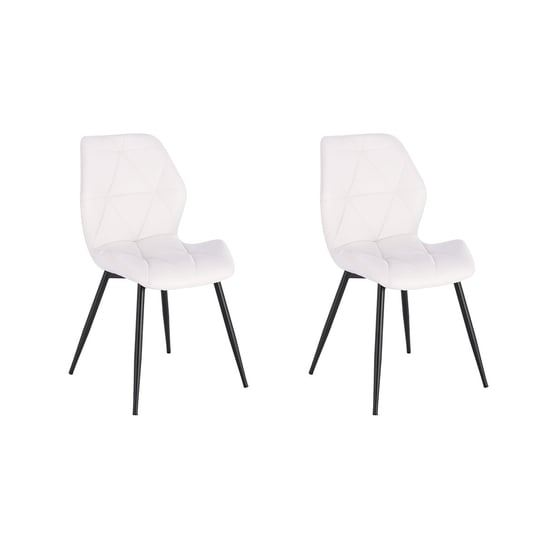 SVITA JAMIE Zestaw 2 krzeseł do jadalni Krzesło tapicerowane bez podłokietników ze sztucznej skóry Biały SVITA