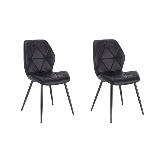 SVITA JAMIE Zestaw 2 krzeseł do jadalni Krzesło tapicerowane bez podłokietników ze sztucznej skóry, czarne SVITA