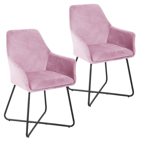 SVITA JOSIE Dining Zestaw 2 krzeseł do jadalni Fotel tapicerowany tkaniną różowy SVITA
