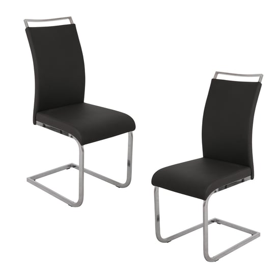 SVITA JUDY Zestaw 2 krzeseł obrotowych Krzesło do jadalni tapicerowane sztuczną skórą Czarny SVITA